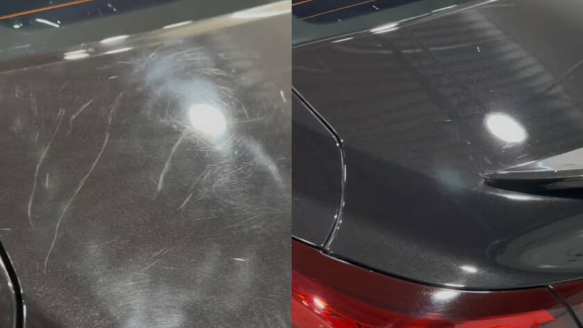 Before and after Paint Correction and Ceramic Coating by Wittmann Detailing in Springfield Missouri